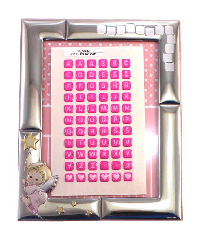 cornice portafoto battesimo rosa 13x18 cm