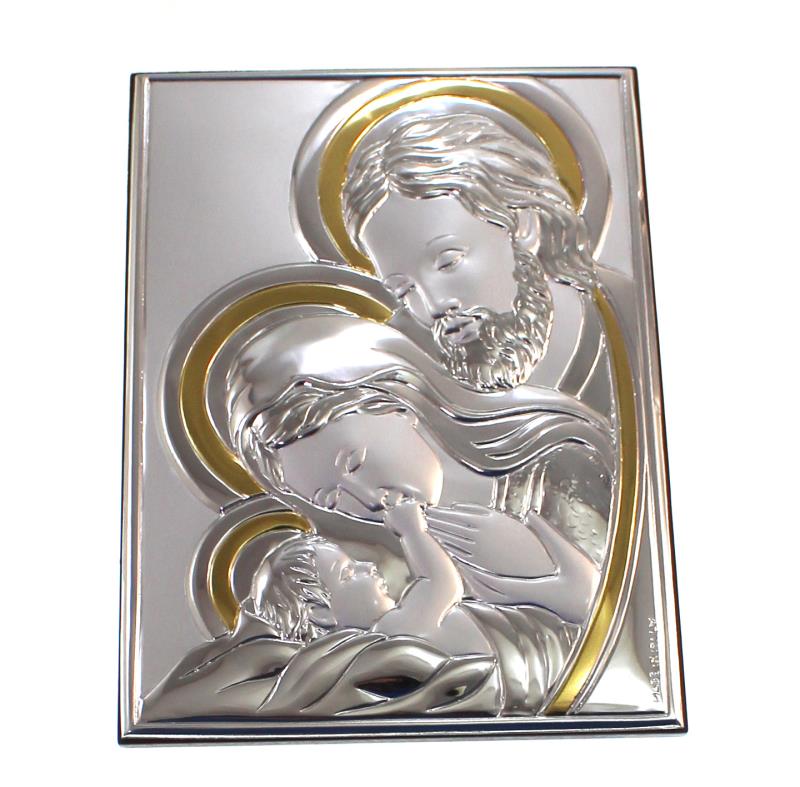 quadro sacra famiglia argento oro cm 10x15