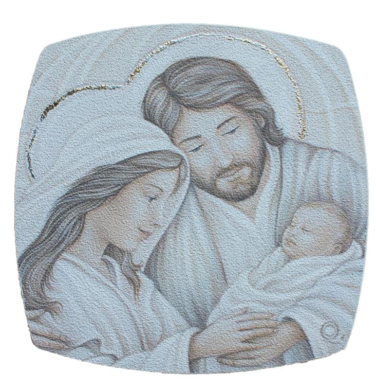 quadro sacra famiglia decorato cm 15x15