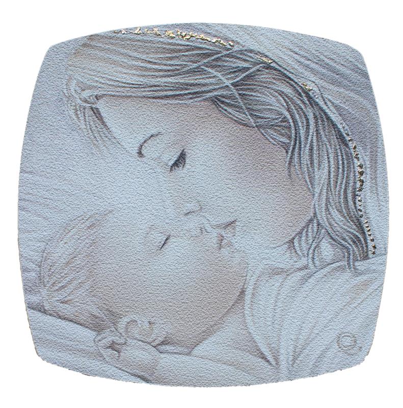 quadro madonna con bambino decorato cm 15x15