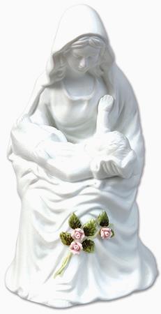 statua madonna con bambino ceramica cm 15 luce