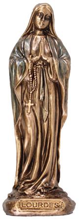 statua madonna di lourdes bronzata altezza cm 9