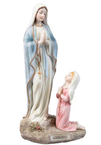 statua madonna di lourdes e bernadette cm 25