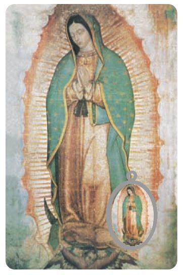 santino in pvc madonna di guadalupe con medaglia