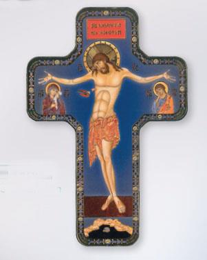 crocifisso gesu icona tavola legno cm 18