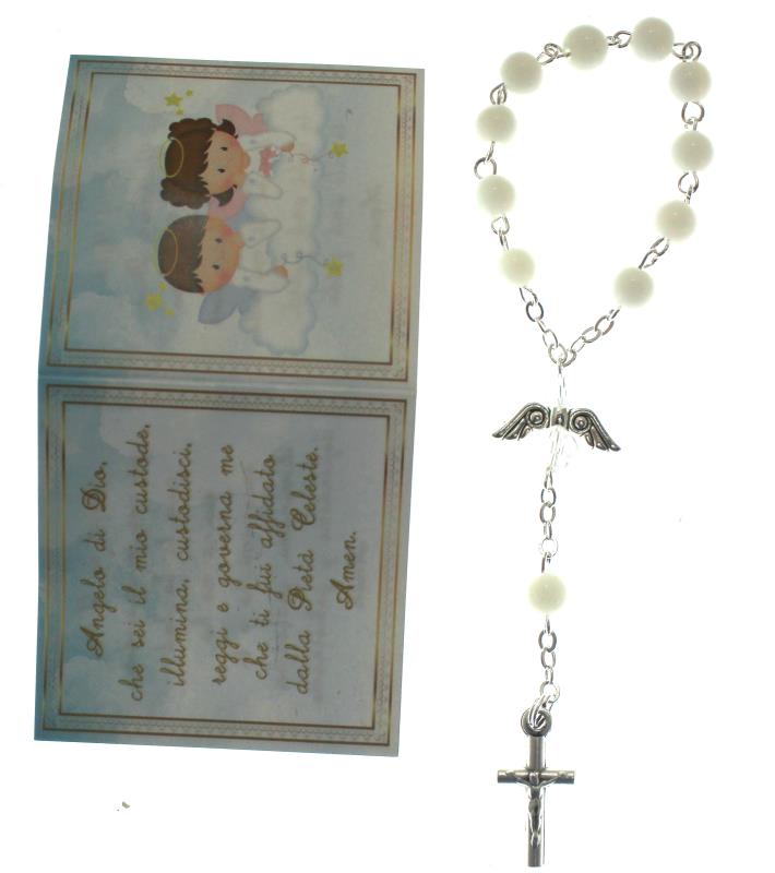 rosario battesimo con cartoncino angelo custode