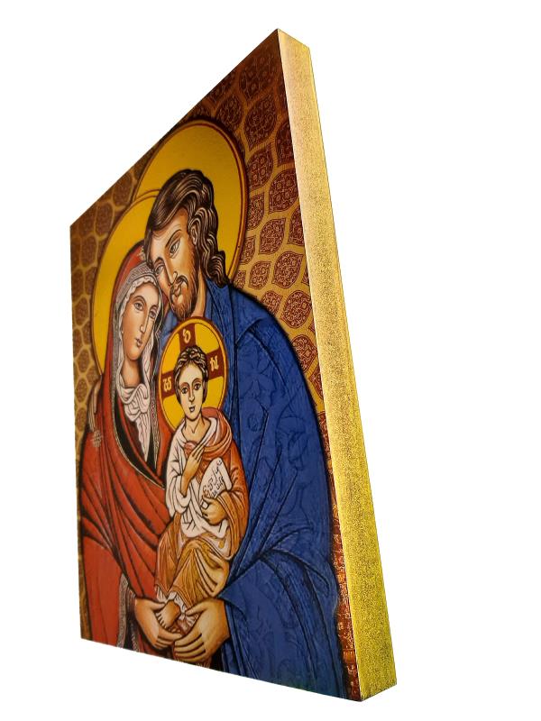 icona sacra famiglia su tavola oro foglia cm 20x25