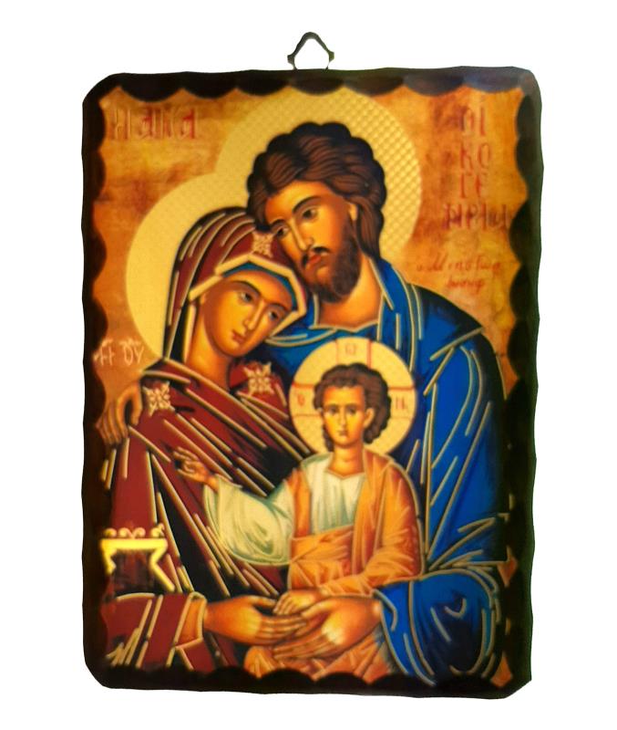 icona sacra famiglia su tavola cm 10x15