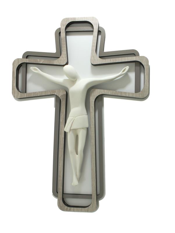 crocifisso con corpo bianco stilizzato cm 25x35