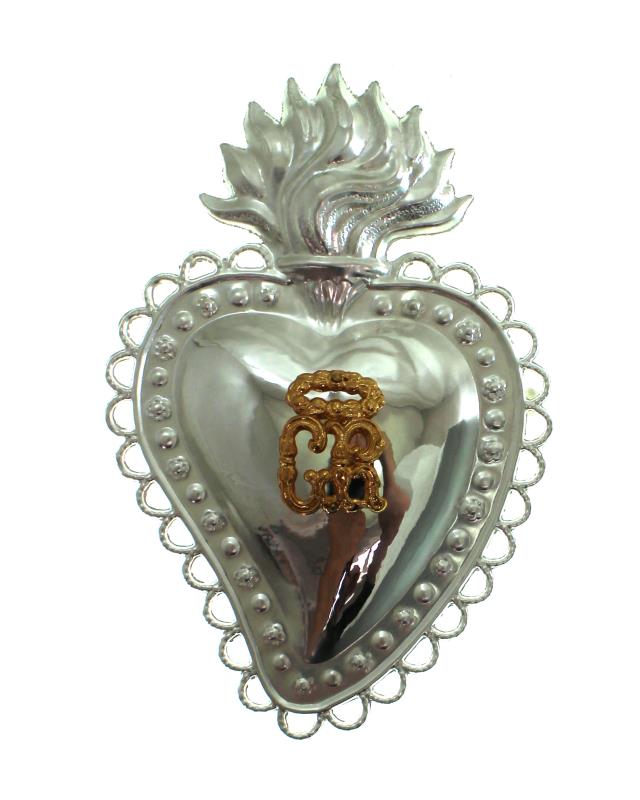 cuore ex voto in metallo per grazia ricevuta cm 15