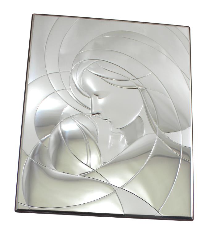 quadro madonna con bambino legno argento cm 22x28