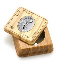 cofanetto bomboniera in legno ulivo cm 6x6