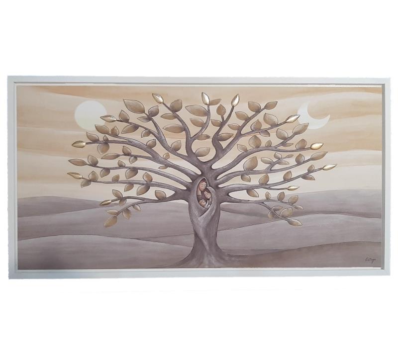 quadro albero della vita sacra famiglia 63x33 cm