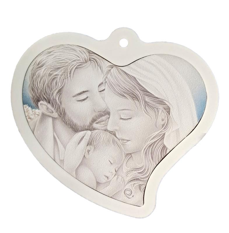 cuore pendente sacra famiglia cm 13x14