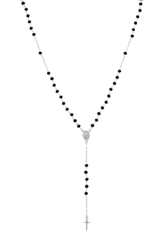 rosario in argento con pietre nere