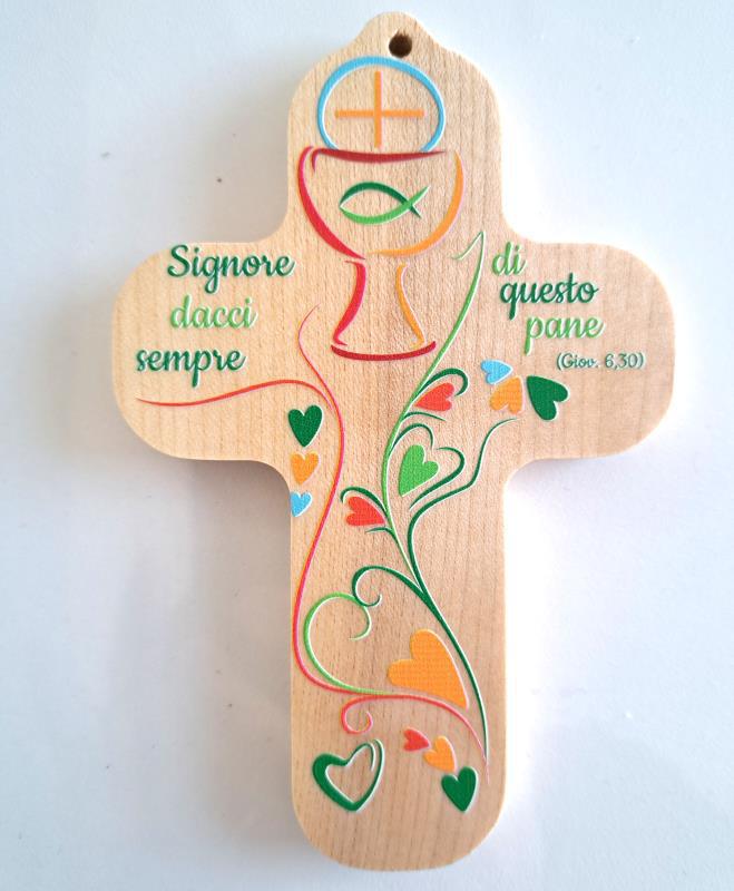 ricordo prima comunione croce in legno cm 12