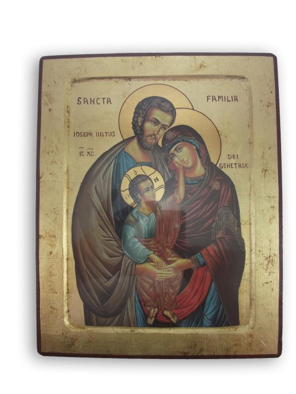 icona legno sacra famiglia 31x24 cm
