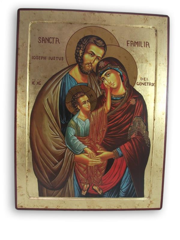 icona legno sacra famiglia 48x36 cm