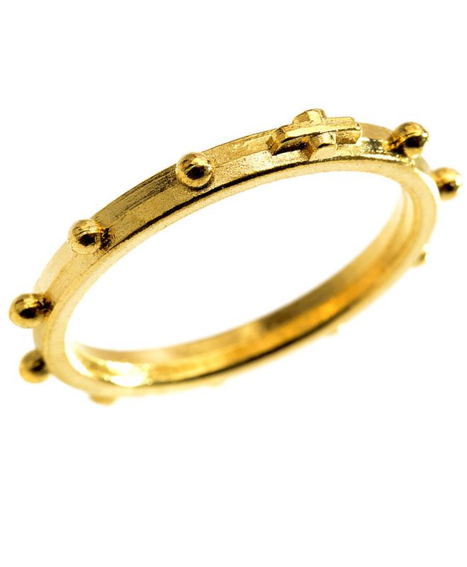 anello rosario in metallo dorato