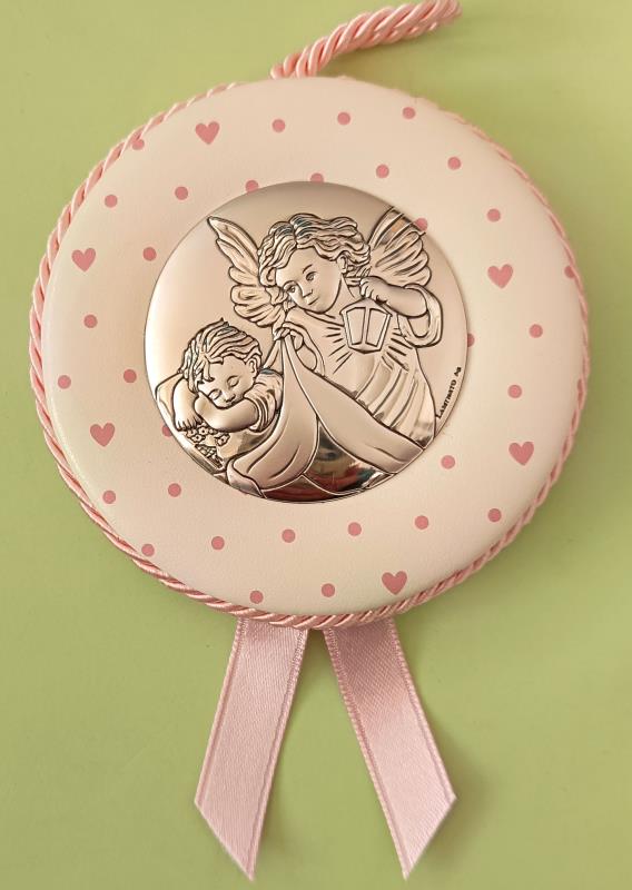 sopraculla rosa placca argento carillon