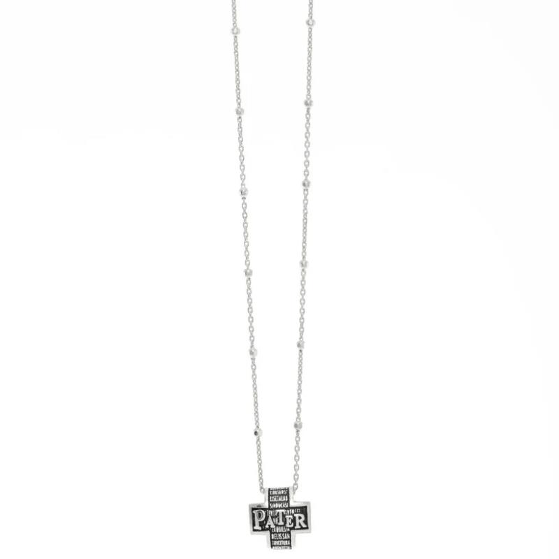 collana croce padre nostro argento