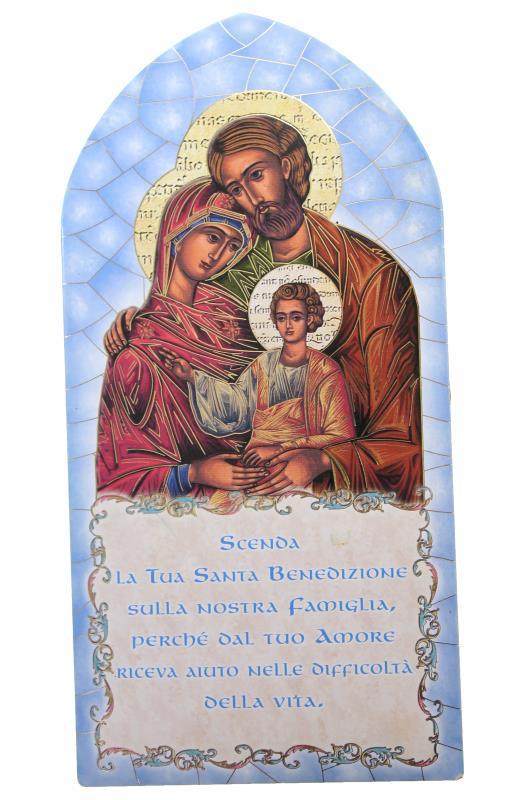 tavoletta con immagine e preghiera 20x10 cm sacra famiglia