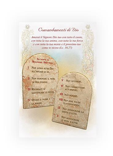 pergamena con preghiera 10 comandamenti cm 10x15