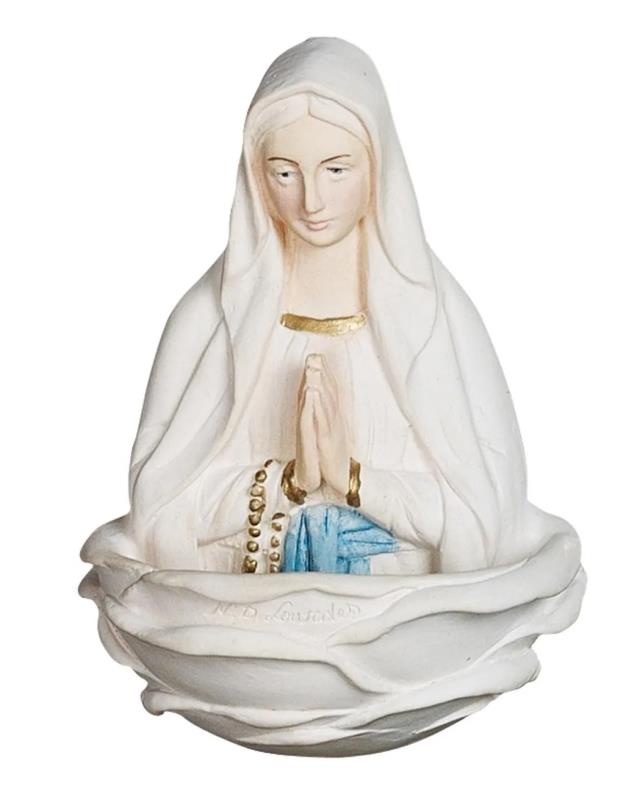 acquasantiera madonna di lourdes 10x7 cm