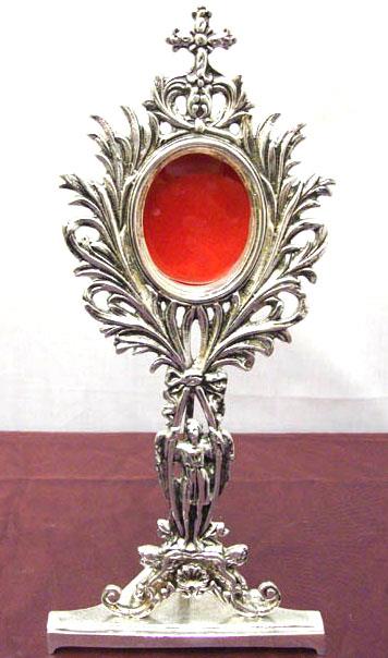 reliquiario in ottone altezza cm 35 argentato