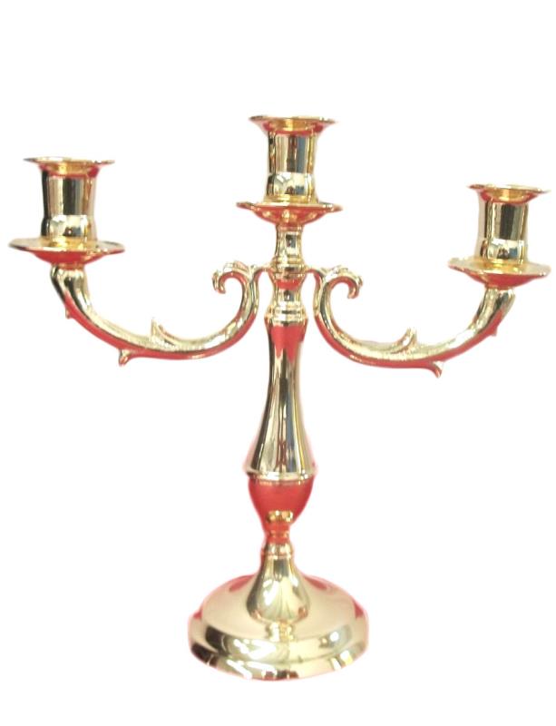 candeliere ottone lucido a 3 bracci