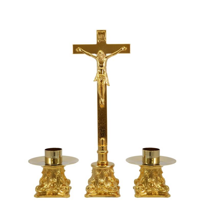 croce da altare base  capitello in ottone dorato tu