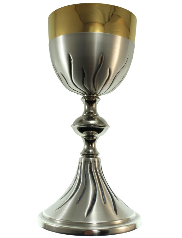 calice in ottone dorato e argentato cm 22