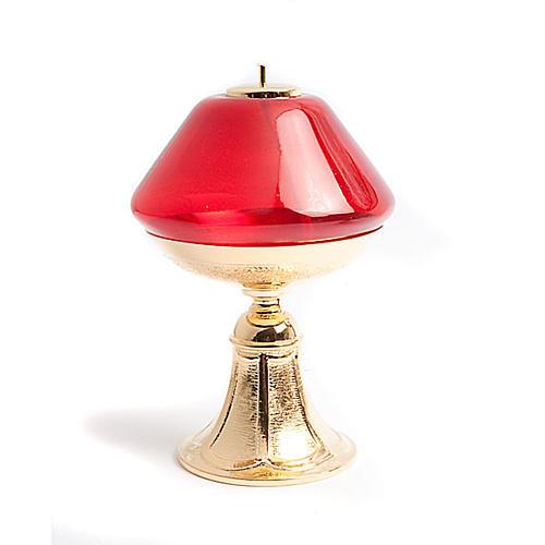 lampada vetro su base metallo dorato altezza cm 21