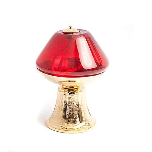lampada vetro su base metallo dorato altezza cm 14