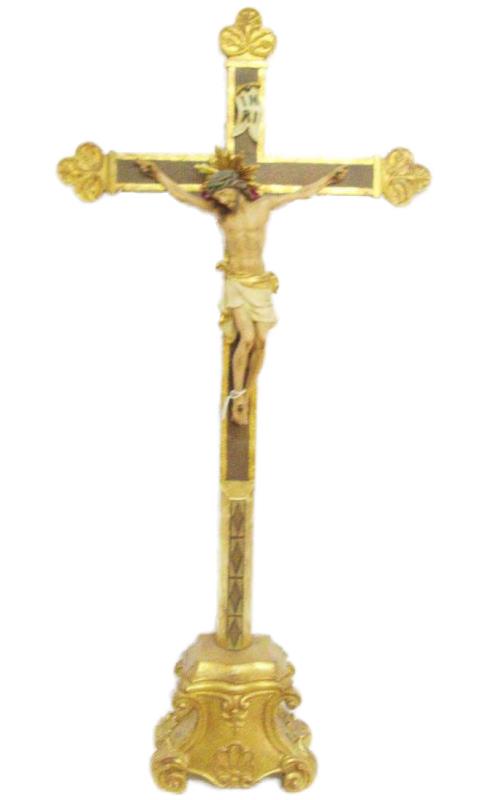 croce da altare legno anticato cm 50