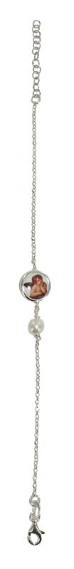 braccialetto in argento con medaglia e perla
