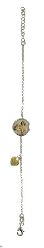 braccialetto argento con medaglia e cuoricino
