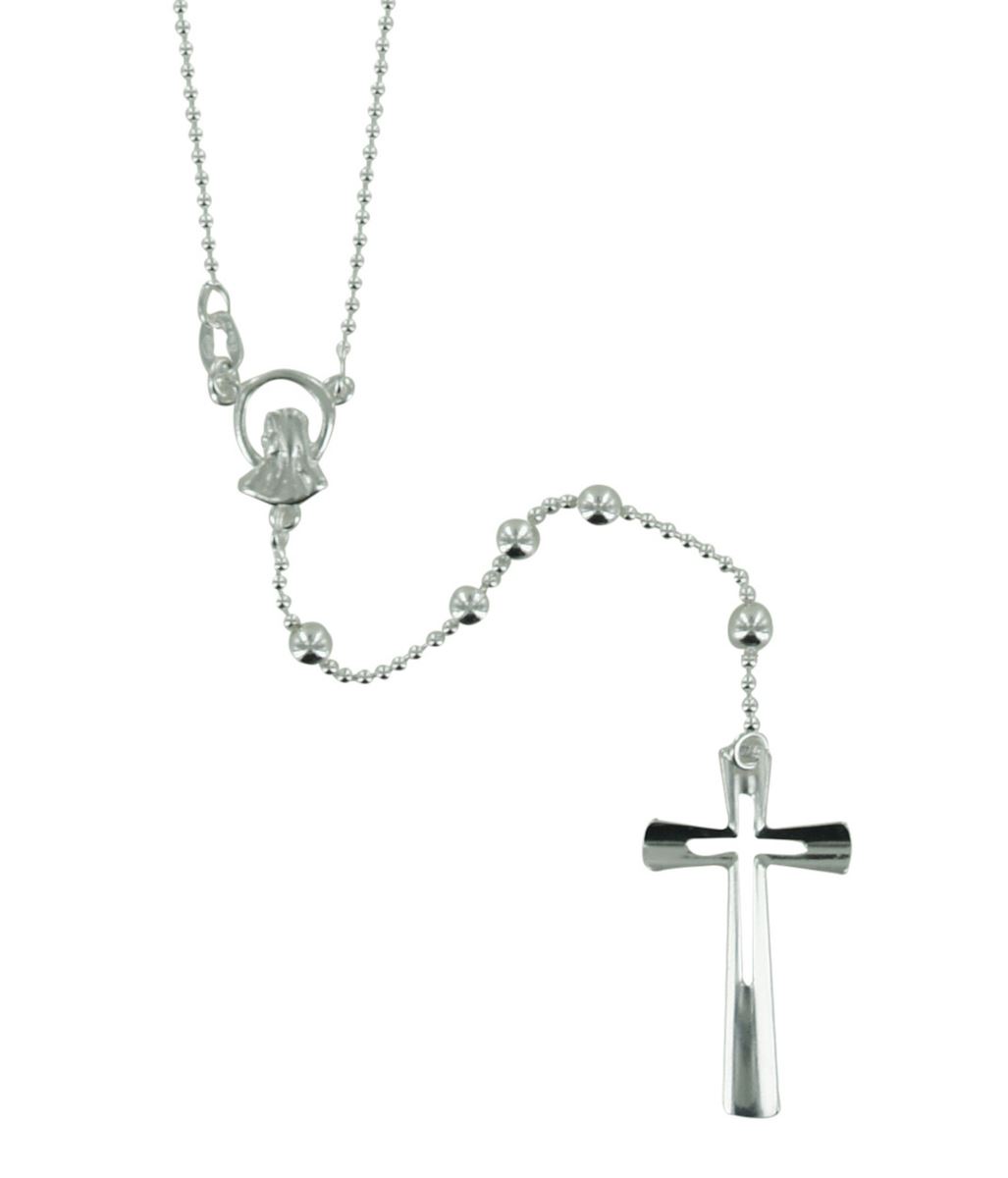 rosario in argento 925 con grani tondi da Ø 4 mm su catena a pallini