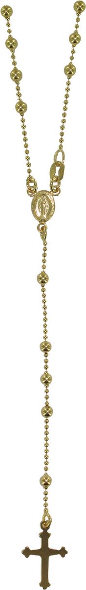 rosario in argento 925 dorato con grani tondi mm 3 su catena a pallini
