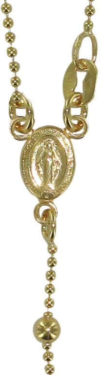 rosario in argento 925 dorato con grani tondi mm 3 su catena a pallini