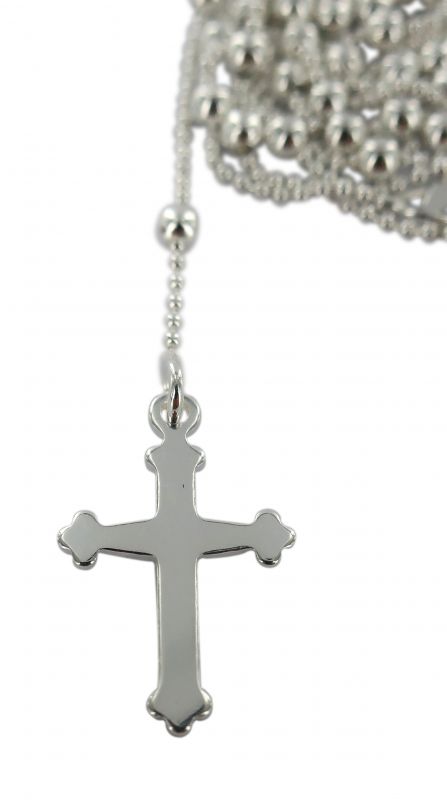 rosario in argento 925 grani tondi da Ø 2,5 mm con moschettone