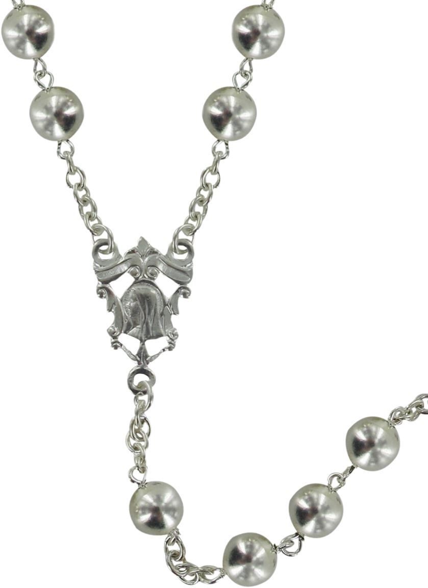 rosario in argento 925 con grani tondi da Ø 5 mm