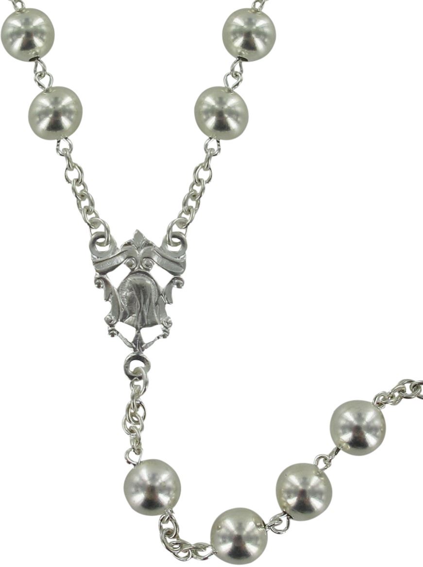 rosario in argento con grani tondi da Ø 8 mm