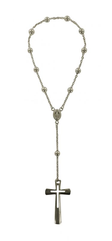 rosario decina in argento 925 con grani tondi da Ø 4 mm