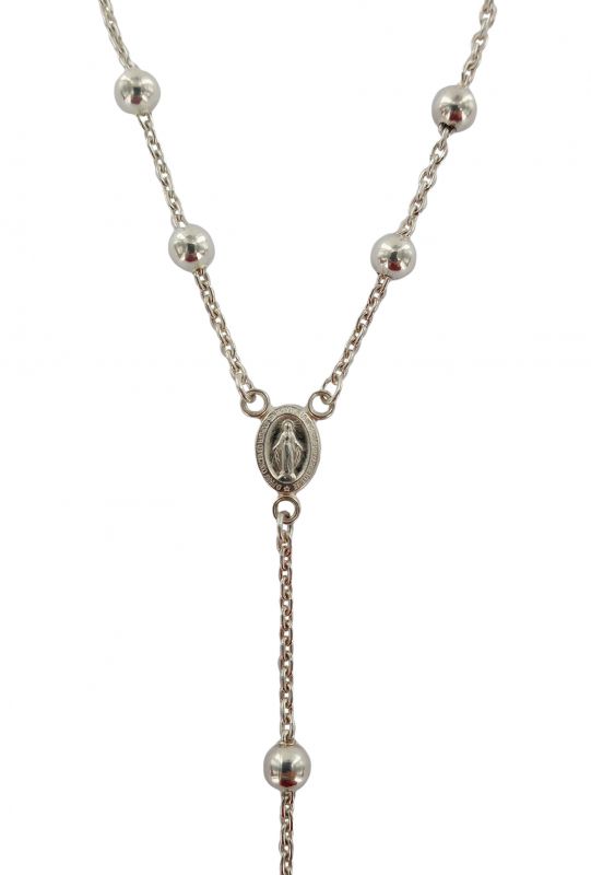 rosario decina in argento 925 con grani tondi da Ø 4 mm