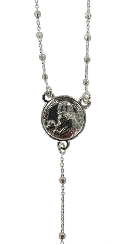 rosario san pio in argento 925 con grani sfaccettati da Ø 2 mm con moschettone 