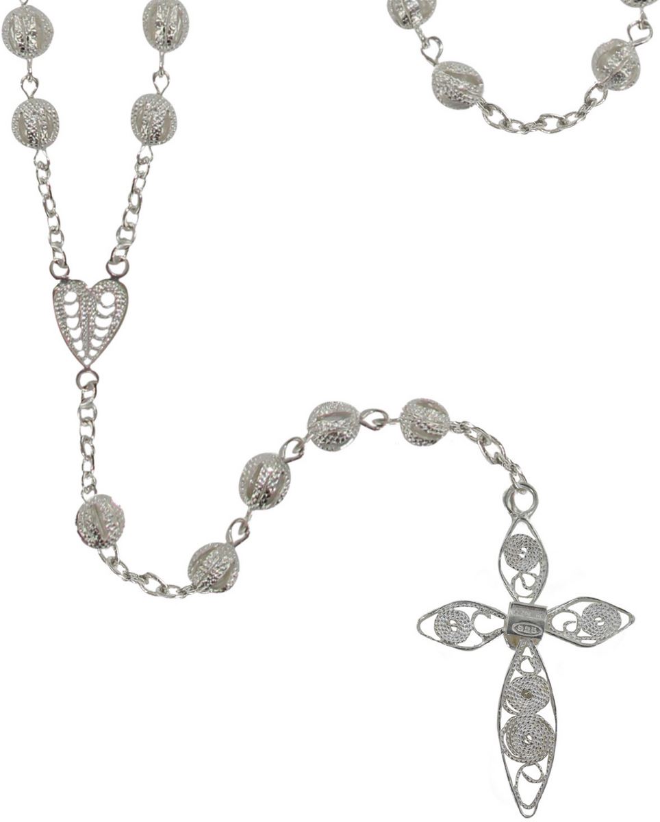 rosario filigrana in argento 925 con grani da Ø 4 mm