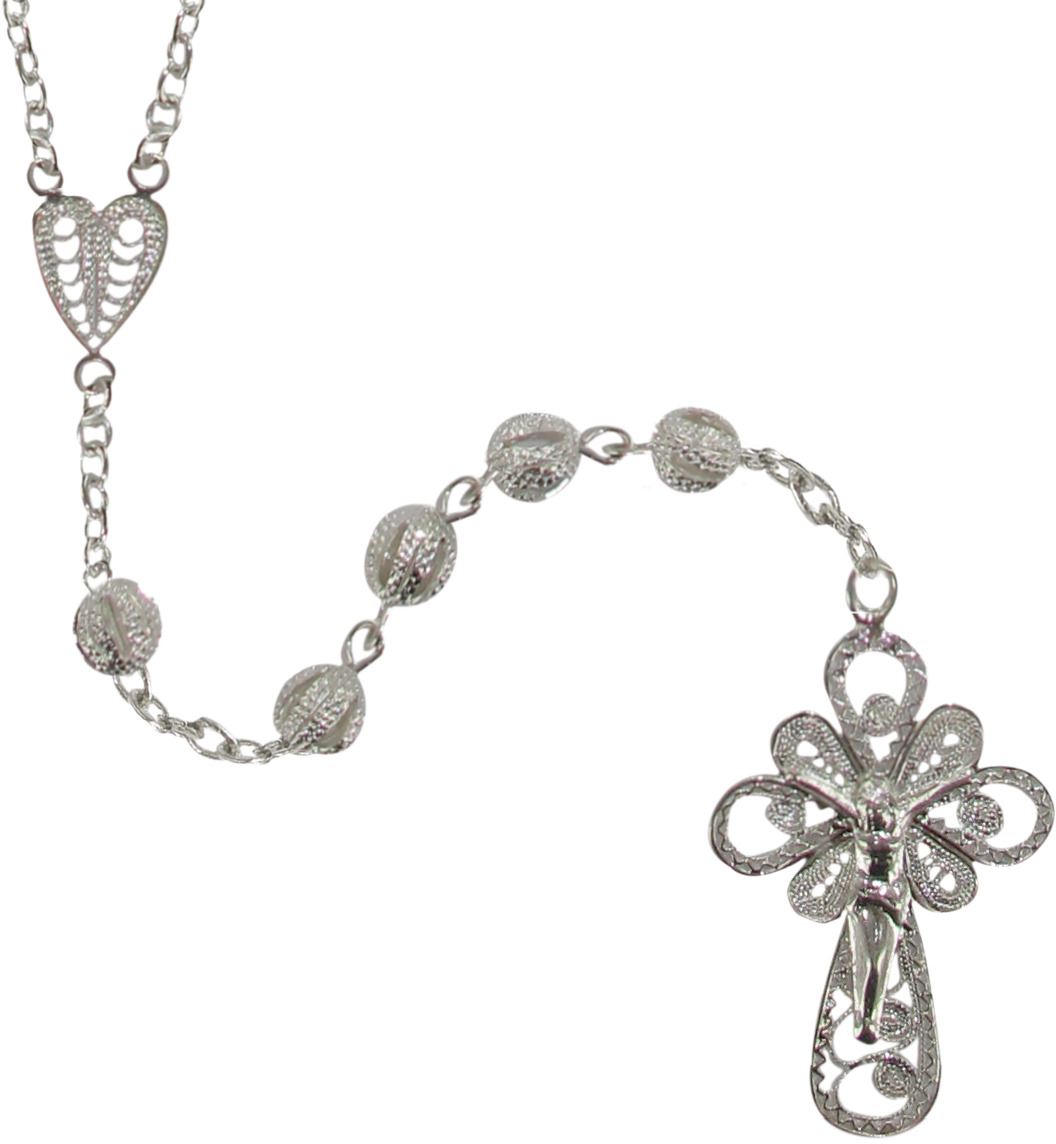 rosario filigrana in argento 925 con grani da Ø 6 mm