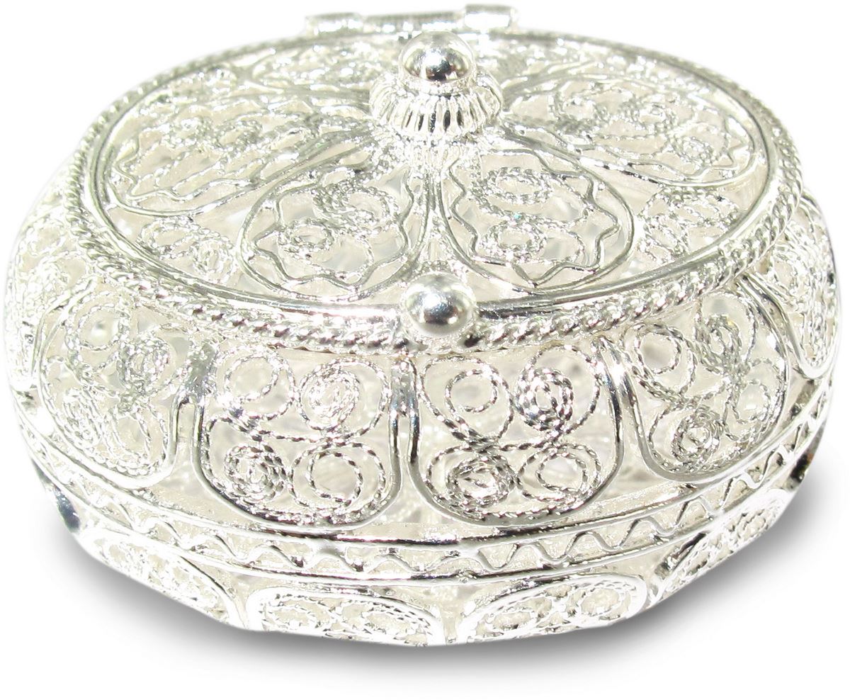 portarosario in filigrana d'argento 925 a forma ovale
