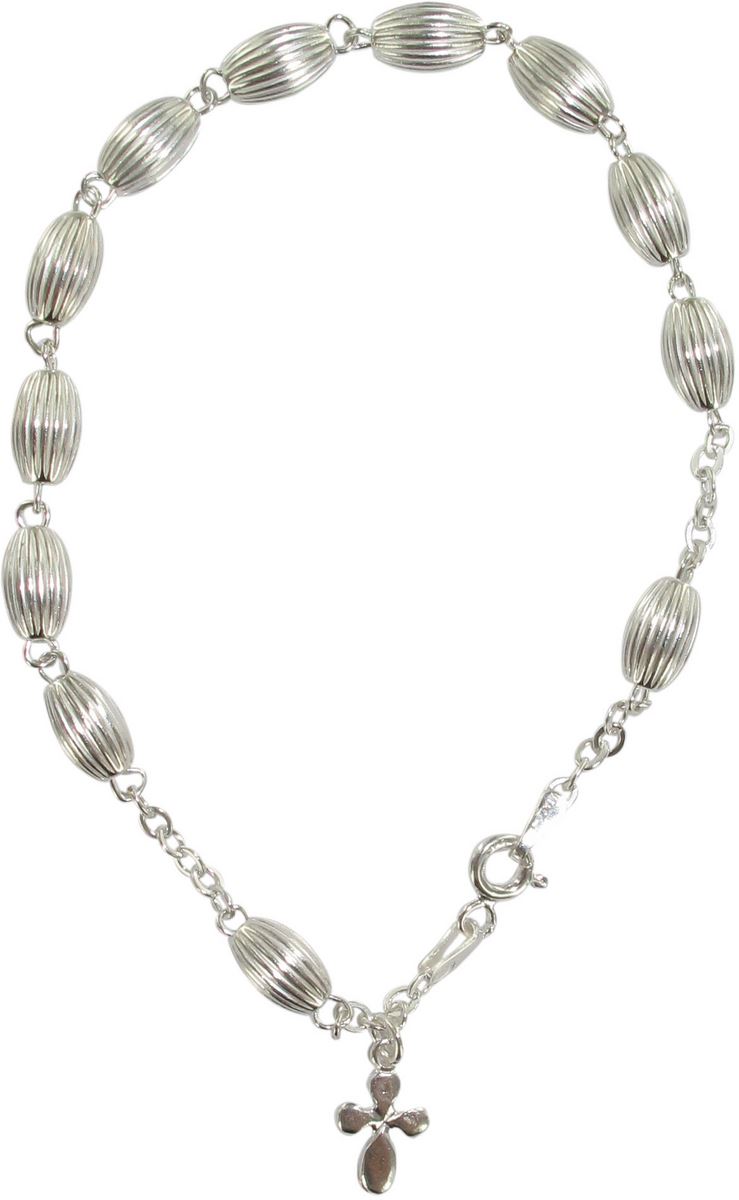 bracciale rosario in argento 925 con grani ovali 
